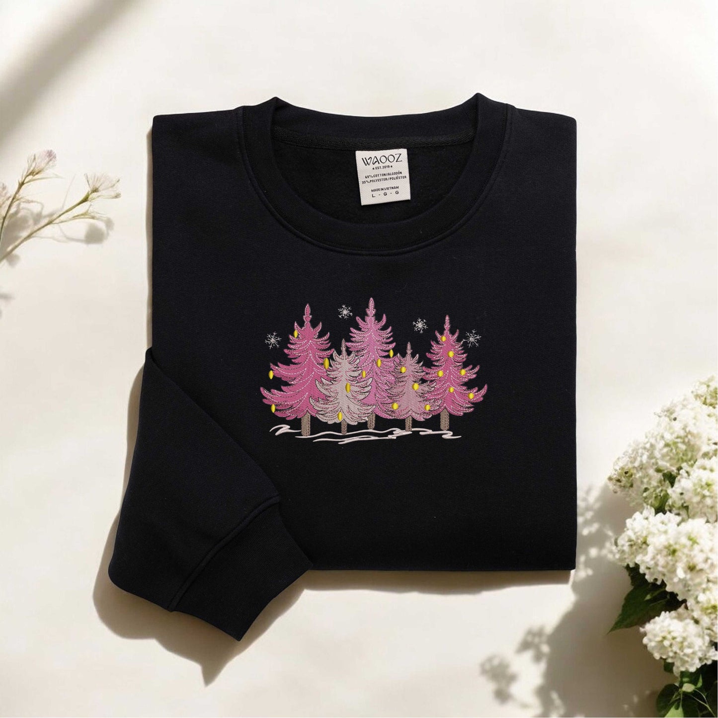 Christmas Trees Sweatshirt Embroidered Christmas Sweatshirt Womens Christmas Sweater Merry Christmas Sweatshirt Winter Sweatshirt