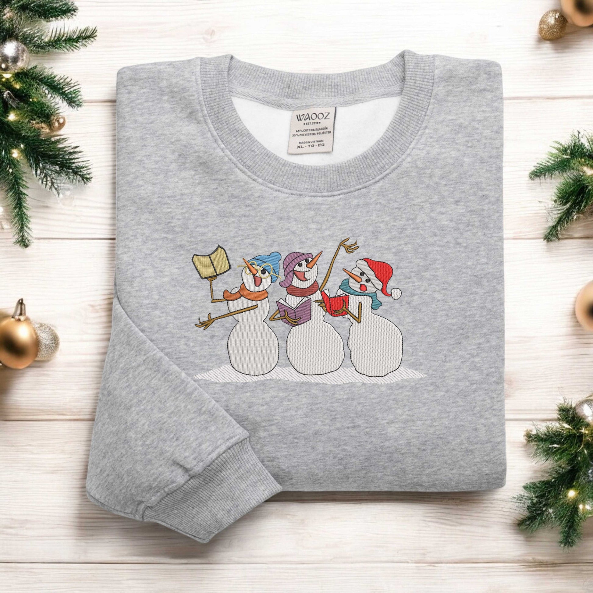 Embroidered Snowman Sweatshirt Snowman Reading Book Sweatshirt Christmas Sweatshirt Christmas Sweater Christmas Shirts for Women Xmas Gift