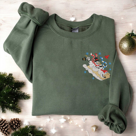 Christmas Snowman Embroidered Sweatshirt Christmas Sweatshirt Snowman Sweatshirt Christmas Crewneck Christmas Shirts for Women Xmas Gift