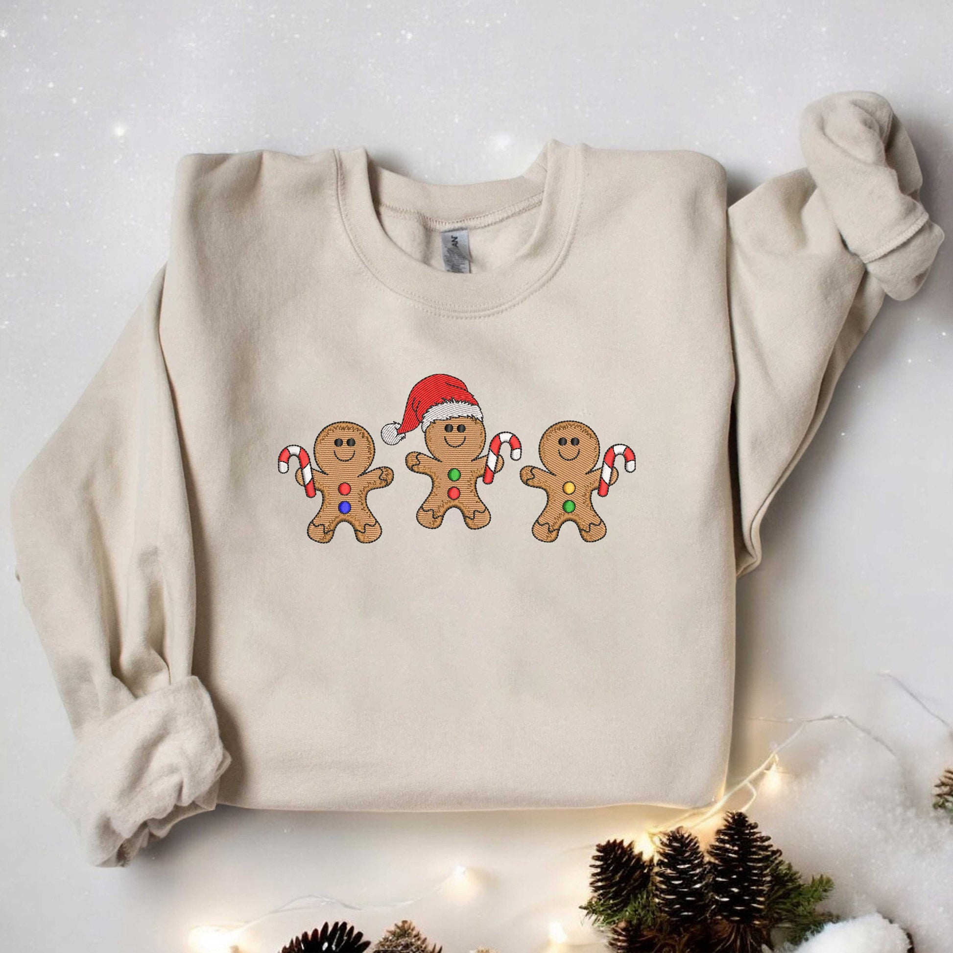 Gingerbread Men Embroidered Sweatshirt Embroidered Gingerbread Cookies Sweatshirt Gift for Baker Holiday Sweater Funny Christmas Xmas Gift