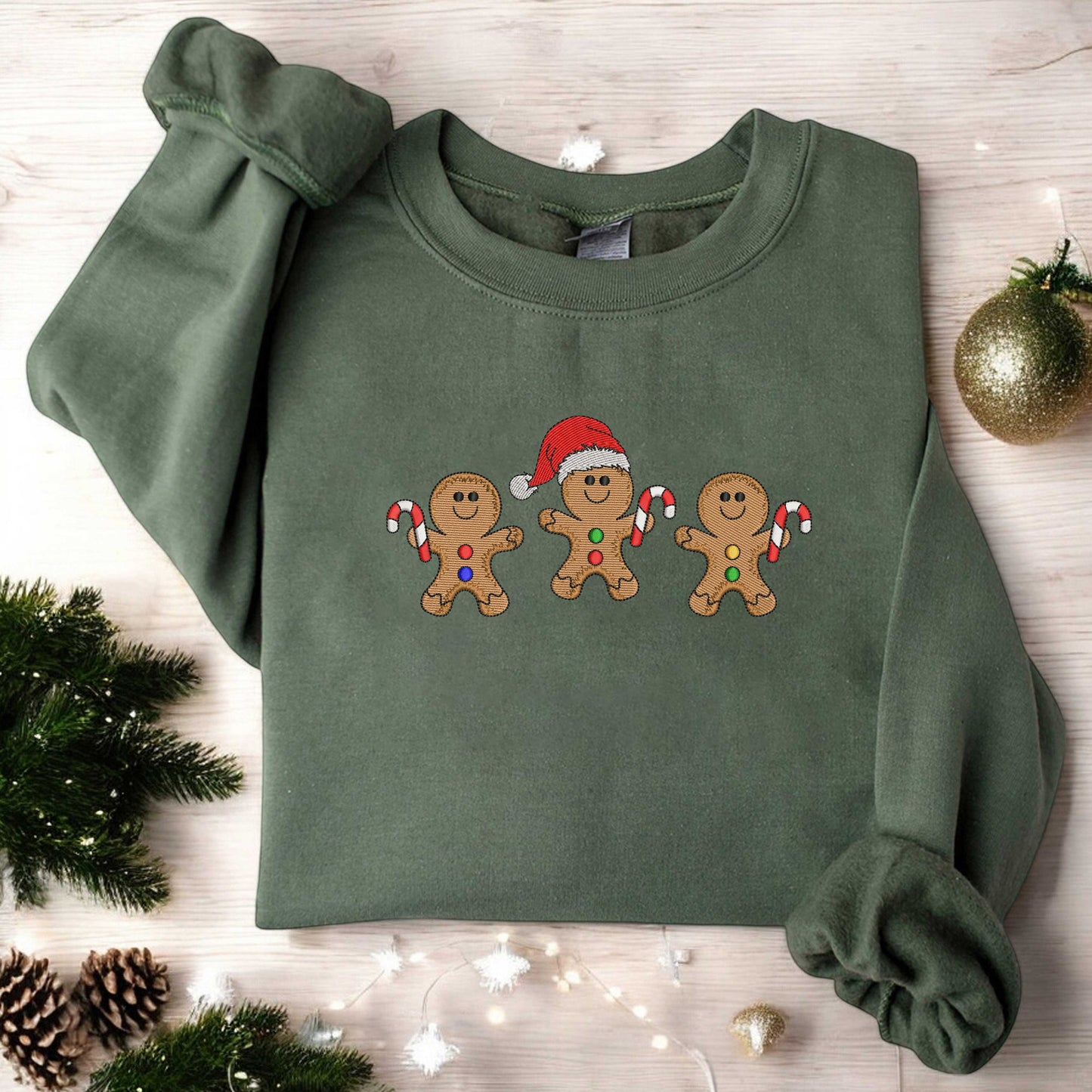 Gingerbread Men Embroidered Sweatshirt Embroidered Gingerbread Cookies Sweatshirt Gift for Baker Holiday Sweater Funny Christmas Xmas Gift