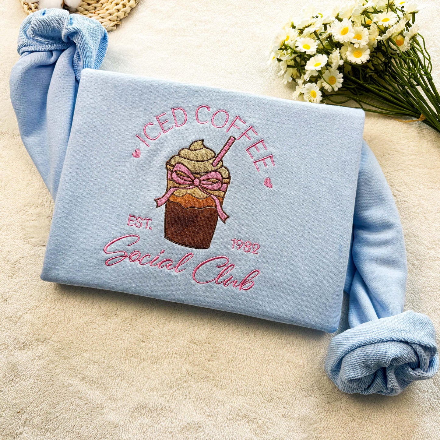 Iced Coffee Social Club Embroidered Sweatshirt, Girls Club Embroidered Hoodie, Iced Coffee T-shirt, Oversized Unisex Sweatshirt, Crewneck