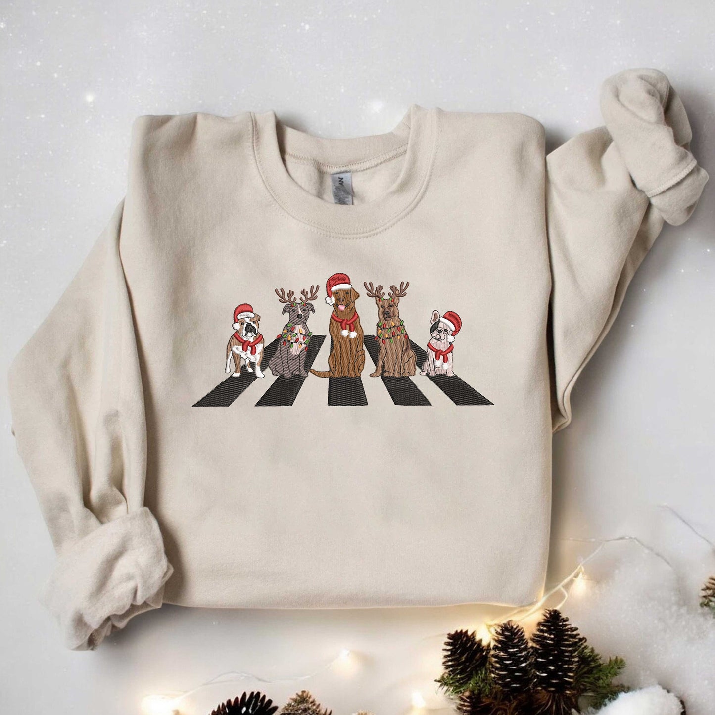 Christmas Dogs Embroidered Sweatshirt Dog Lover Sweater Womens Christmas Sweatshirt Cute Dogs, Gift for Dog Lover, Dog Mom Sweatshirt