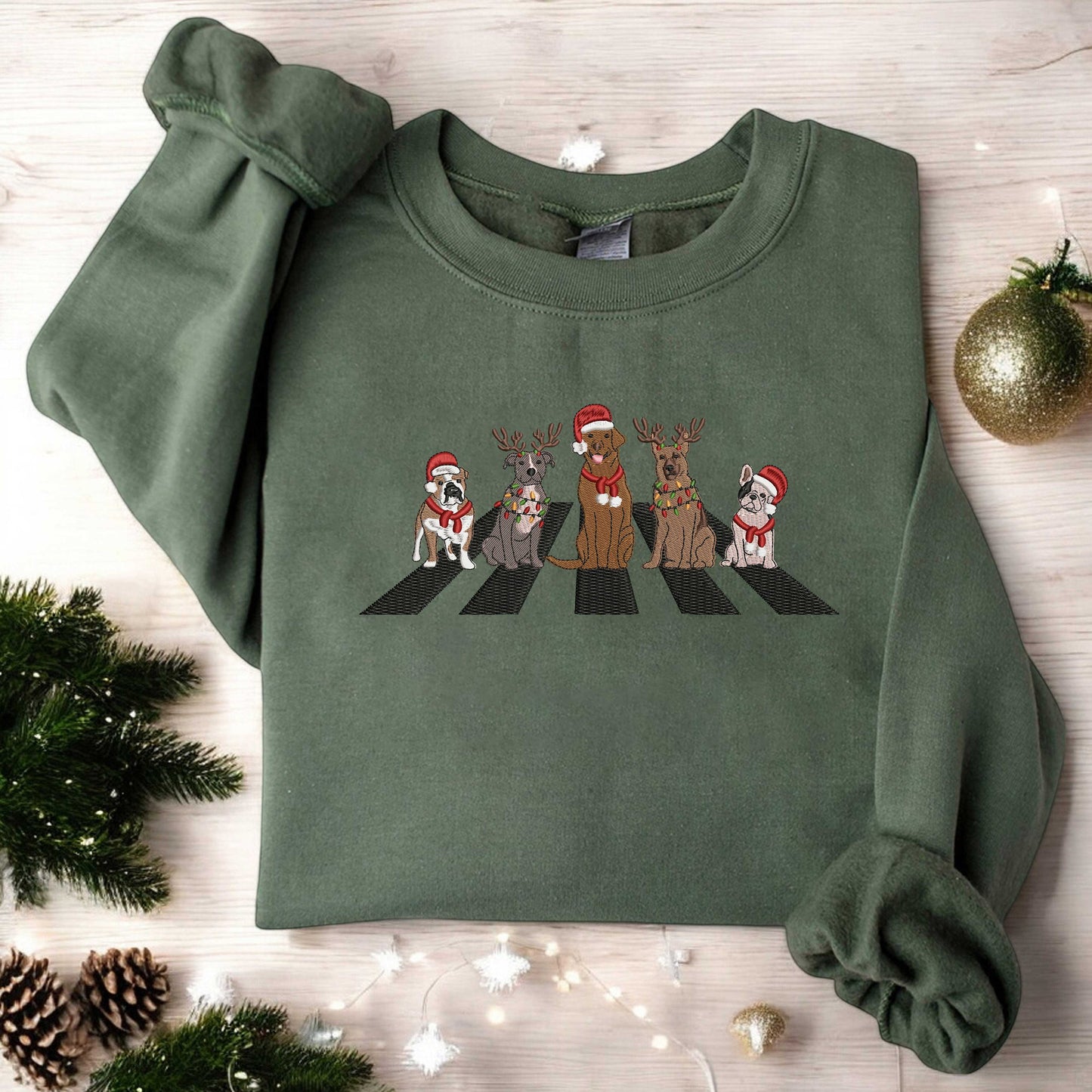 Christmas Dogs Embroidered Sweatshirt Dog Lover Sweater Womens Christmas Sweatshirt Cute Dogs, Gift for Dog Lover, Dog Mom Sweatshirt