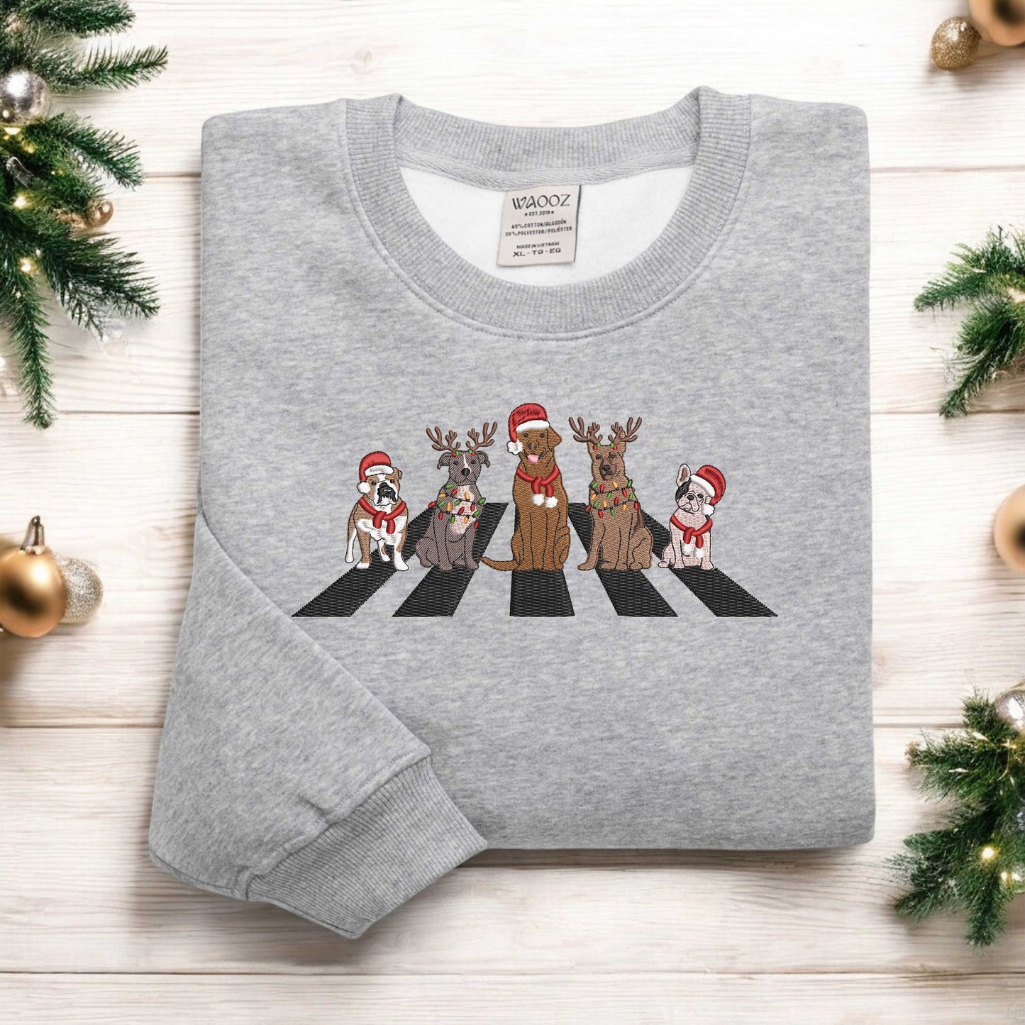 Christmas Dogs Embroidered Sweatshirt Dog Lover Sweater Womens Christmas Sweatshirt Cute Dogs, Gift for Dog Lover, Dog Mom Sweatshirt