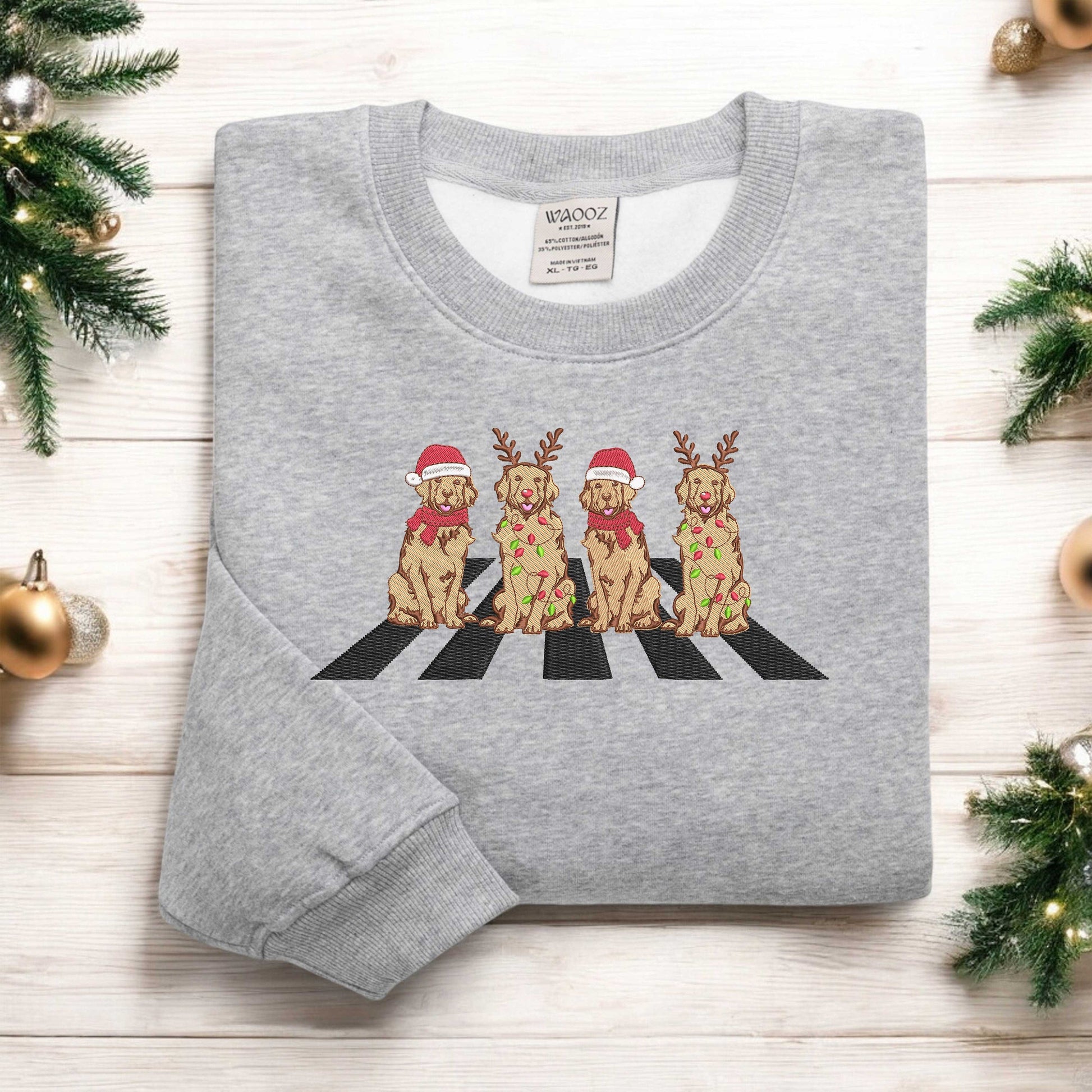 Embroidered Golden Retriever Christmas Sweatshirt Dog Christmas Sweatshirt Golden Mom Tshirt Holiday Sweater Dog Lover Gift Xmas Gift