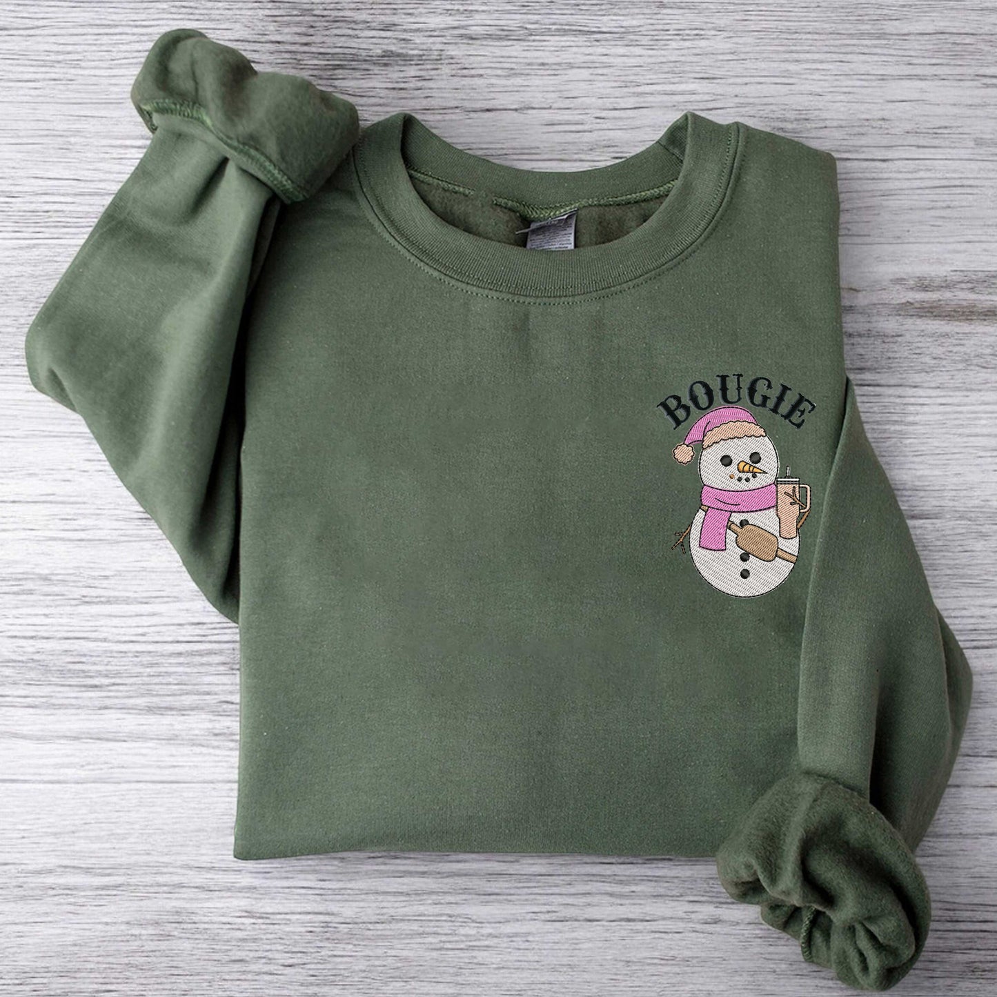 Embroidered Snowman Sweatshirt Bougie Snowman Sweatshirt Christmas Embroidered Sweatshirt Christmas Snowman Sweatshirt Xmas Gifts