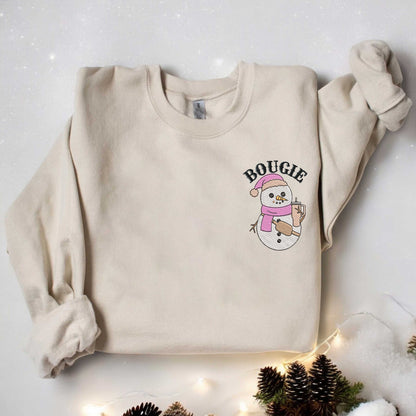 Embroidered Snowman Sweatshirt Bougie Snowman Sweatshirt Christmas Embroidered Sweatshirt Christmas Snowman Sweatshirt Xmas Gifts