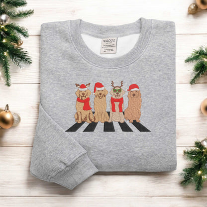 Embroidered Golden Retriever Christmas Sweatshirt Dog Christmas Sweatshirt Gift for Dog Lover Holiday Sweater, New Year Shirt, Xmas Gift