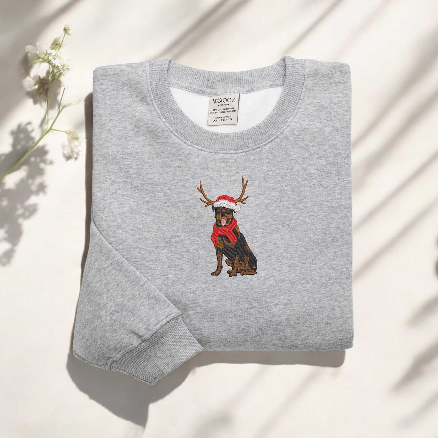 Christmas Rottweiler Embroidered Sweatshirt Rottweiler Christmas Sweatshirt Dog Lover Gift Holiday Sweatshirt Rottweiler Dog Mom Sweatshirt