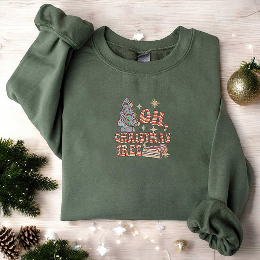 Christmas Tree Cake Sweatshirt Embroidered Christmas Cake Sweatshirt Christmas Crewneck Christmas Shirt For Women Xmas Gift Christmas Gift