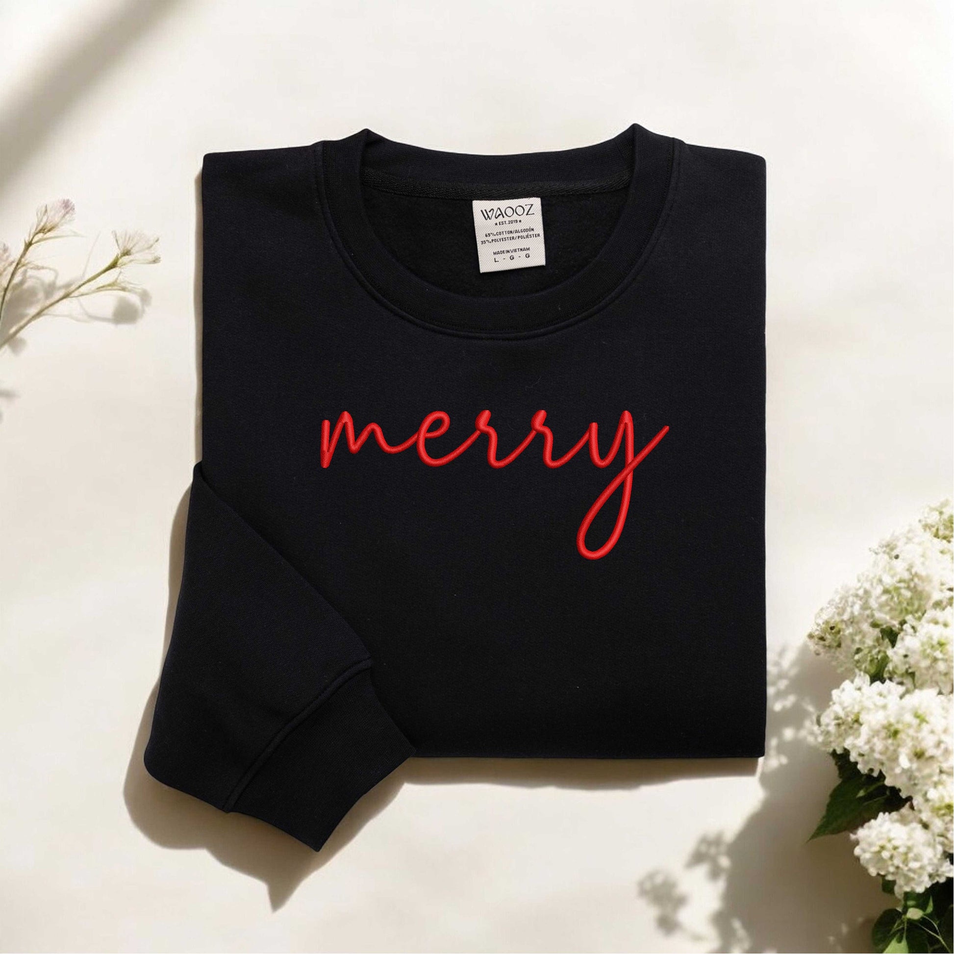 Merry Christmas Sweatshirt Christmas Embroidered Sweatshirt Cute Winter Sweater Funny Christmas Shirt Christmas Sweatshirt Holiday Sweater