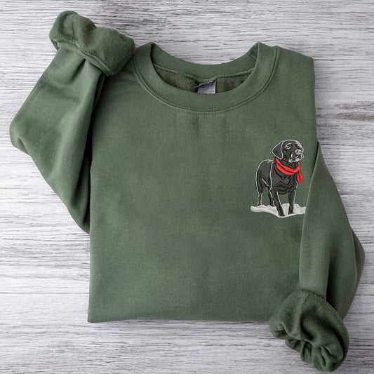 Embroidered Black Lab Christmas Sweatshirt Christmas Dogs Sweatshirt Dog Christmas Shirt Black Lab Gift Dog Lover Gift Dog Mom Gifts