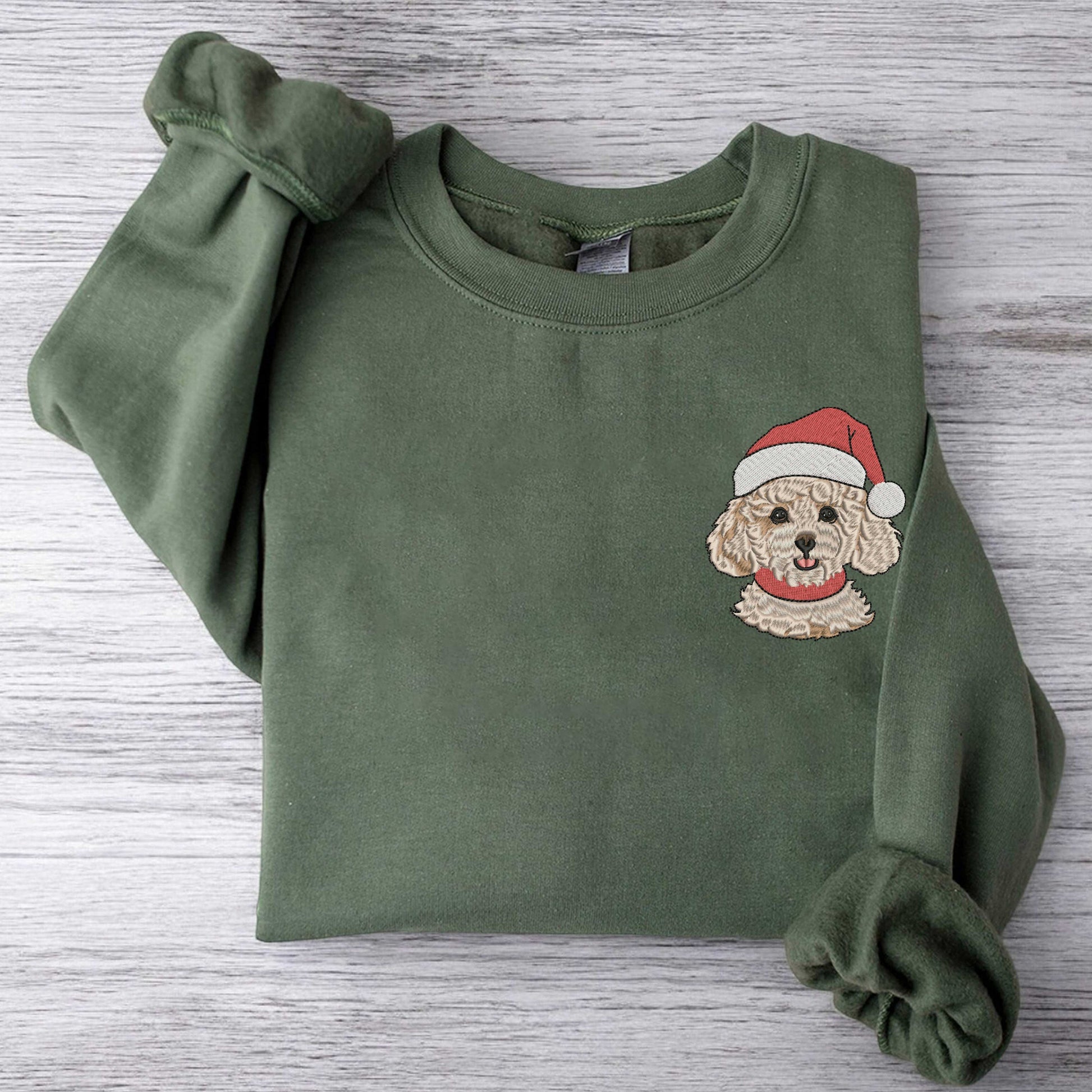 Christmas Poodle Dog Sweatshirt Christmas Dog Embroidered Sweatshirt Christmas Embroidered Sweatshirt Poodle Embroidered Sweatshirt