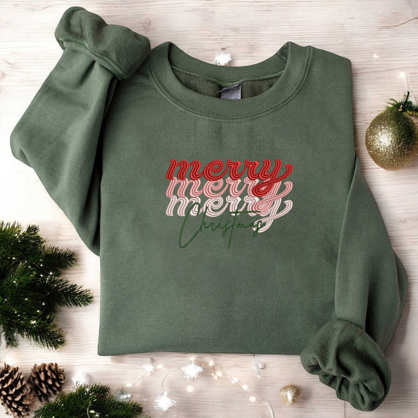 Merry Christmas Sweatshirt, Christmas Embroidered Sweatshirt Cute Winter Sweater Christmas Crewneck Sweatshirt, Holiday Sweater, Xmas Gift