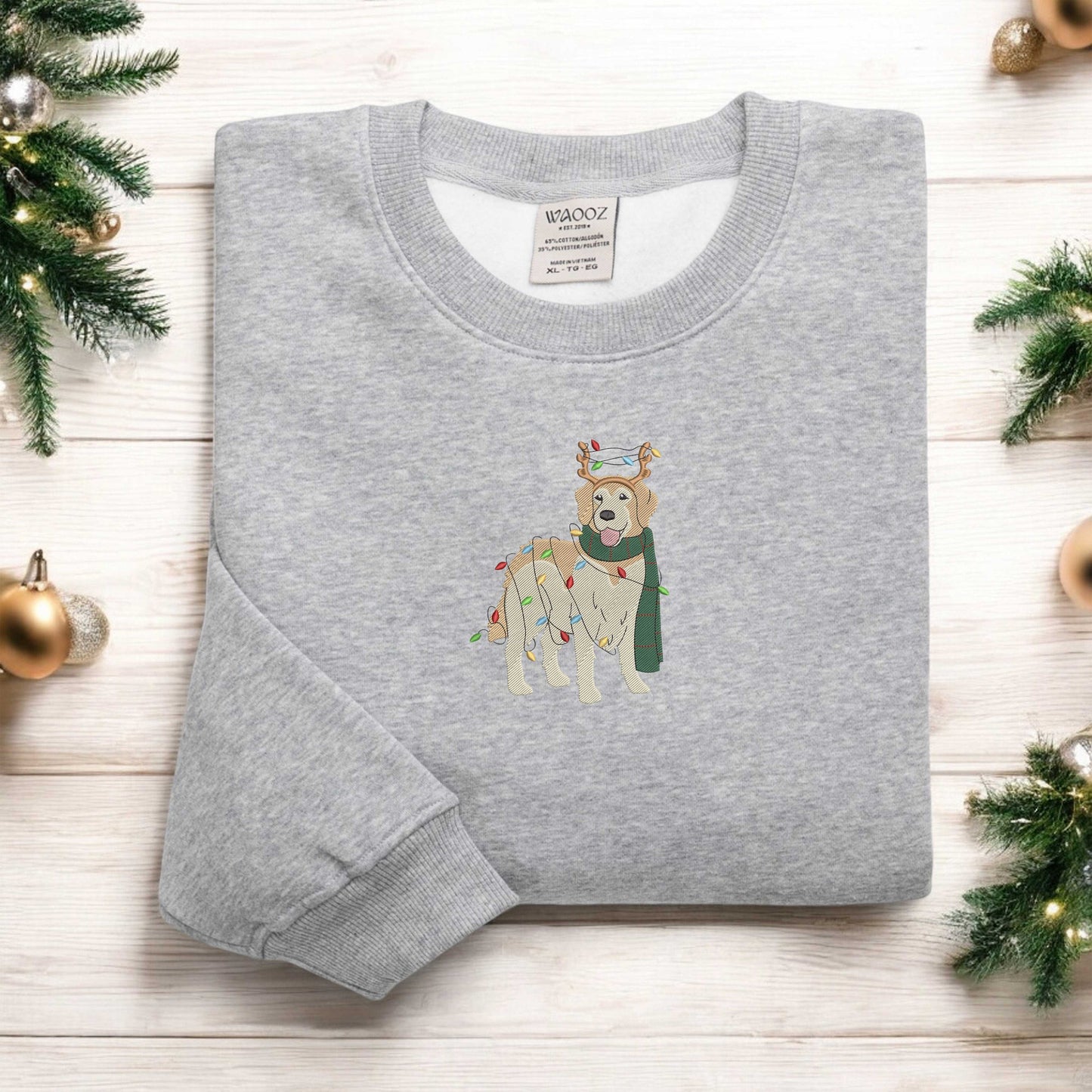 Embroidered Golden Retriever Christmas Sweatshirt Dog Christmas Sweatshirt Golden Mom Tshirt Gift for Dog Lover Holiday Sweater Xmas Gift