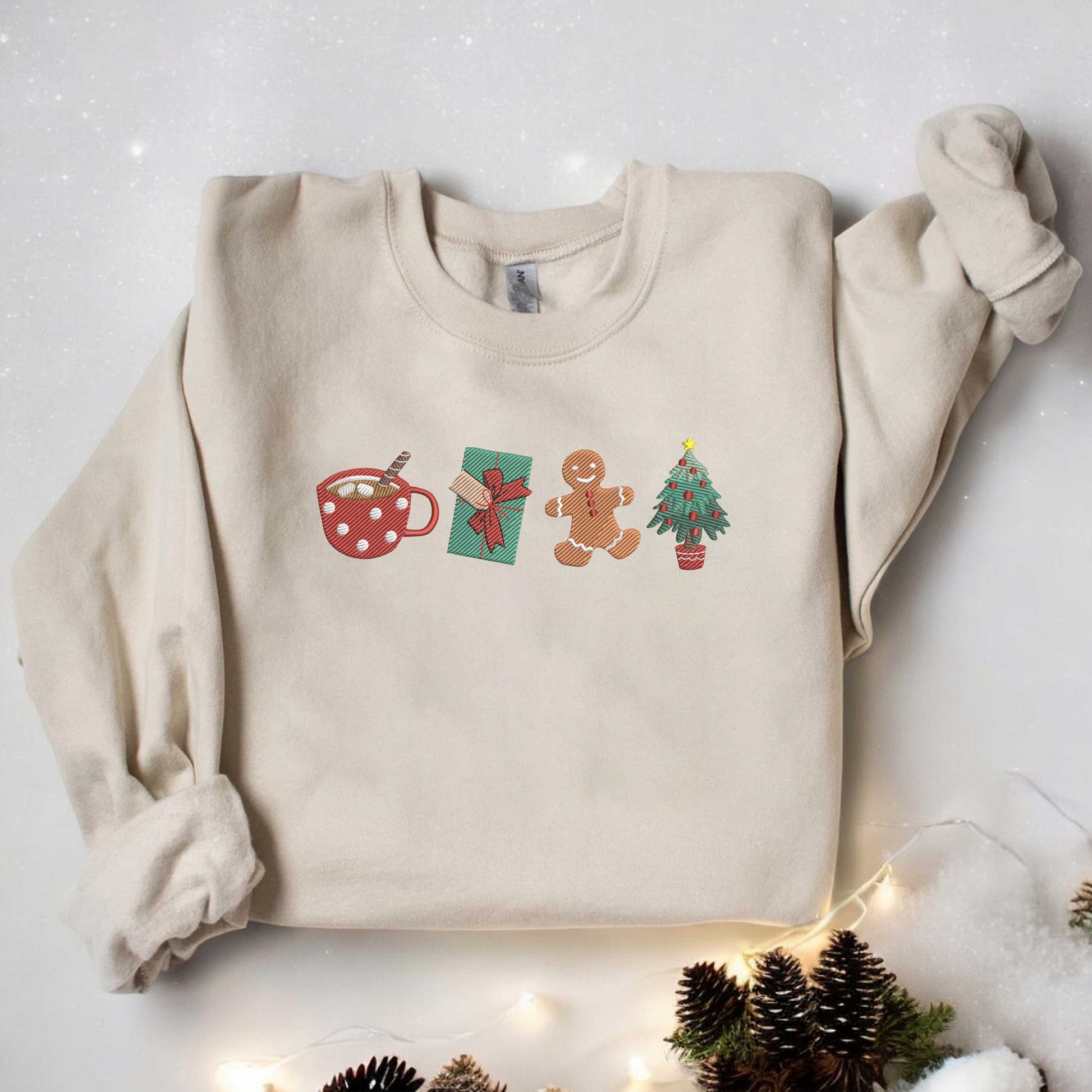 Embroidered Gingerbread Cookies Sweatshirt Womens Christmas Sweatshirt Cute Christmas Cookies Sweatshirt Christmas Coffee Sweatshirt