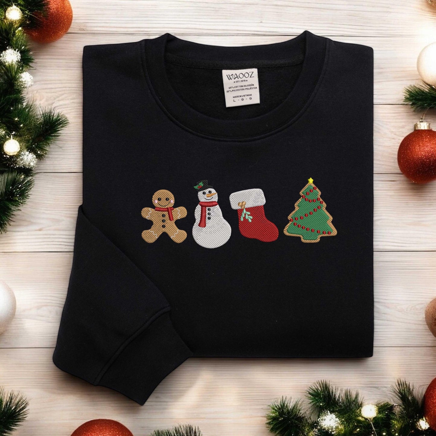 Embroidered Gingerbread Cookies Sweatshirt Womens Christmas Sweatshirt Merry Christmas Cute Christmas Cookies Sweatshirt Xmas Gift