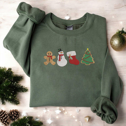 Embroidered Gingerbread Cookies Sweatshirt Womens Christmas Sweatshirt Merry Christmas Cute Christmas Cookies Sweatshirt Xmas Gift