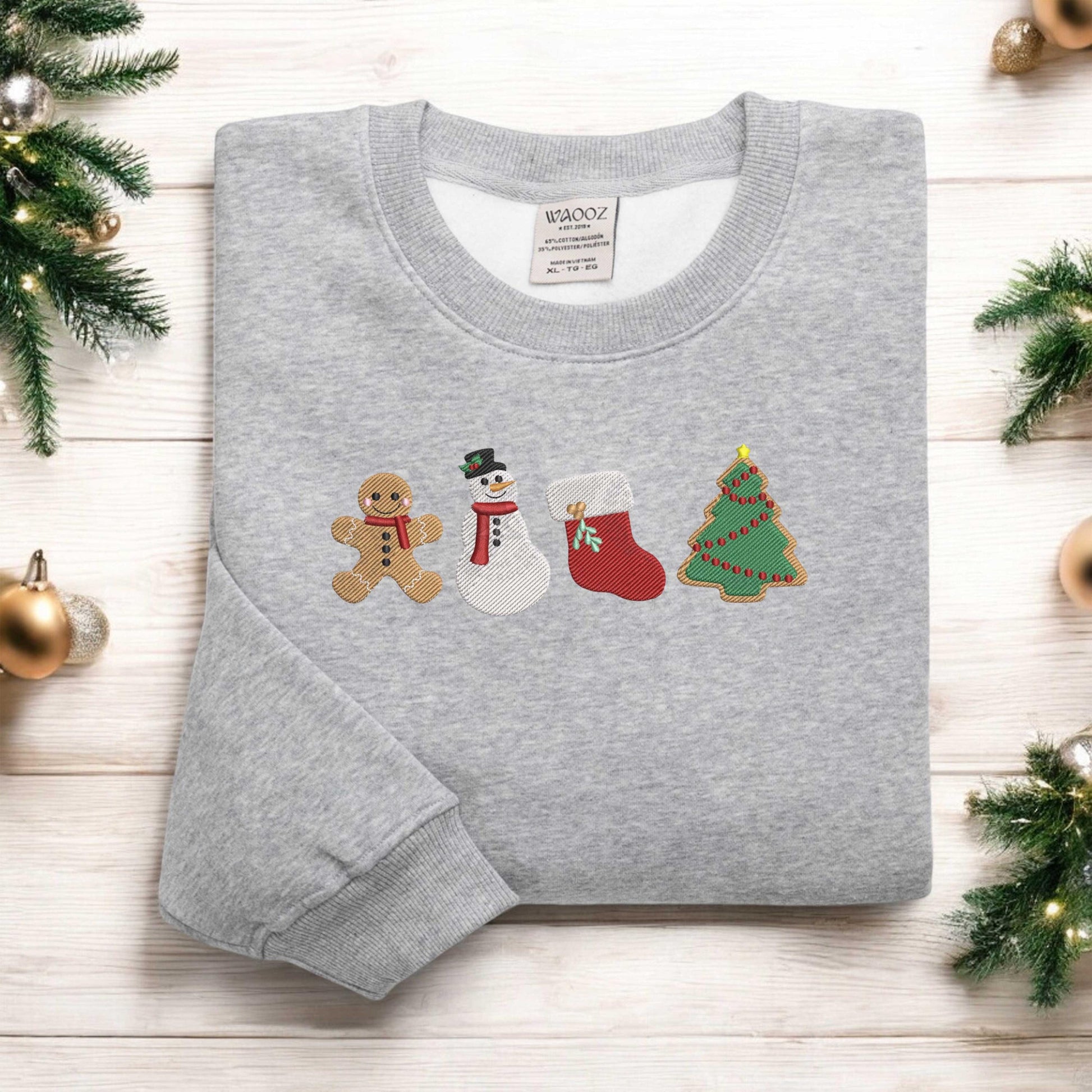 Embroidered Gingerbread Cookies Sweatshirt Womens Christmas Sweatshirt Merry Christmas Cute Christmas Cookies Sweatshirt Xmas Gift