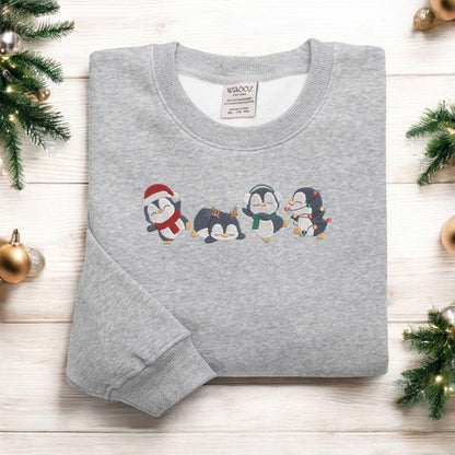 Embroidered Penguin Merry Christmas Sweatshirt Cute Penguin Xmas Sweater Christmas Penguin Lover Shirt Christmas Gift Animal Lover Gift