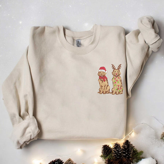 Embroidered Golden Retriever Christmas Sweatshirt Christmas Dog Sweatshirt Golden Mom Shirt Gift for Dog Lover Holiday Gift New Year Shirt