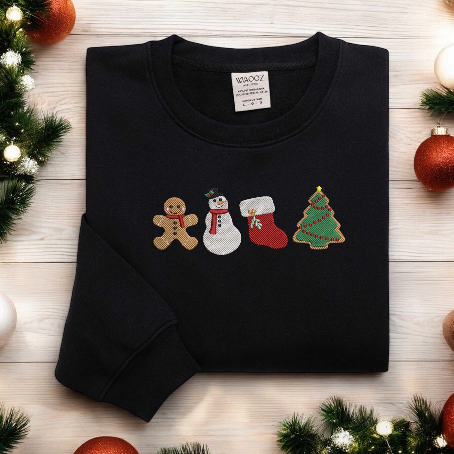 Cute Gingerbread Cookies Embroidered Sweatshirt Womens Christmas Sweatshirt Merry Christmas Cute Christmas Cookies Sweatshirt Christmas Gift