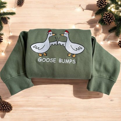 Goose Bumps Embroidered Sweatshirts Christmas Goose Sweatshirt Embroidered Silly Goose Sweatshirt Christmas Duck Sweatshirt Xmas Gift