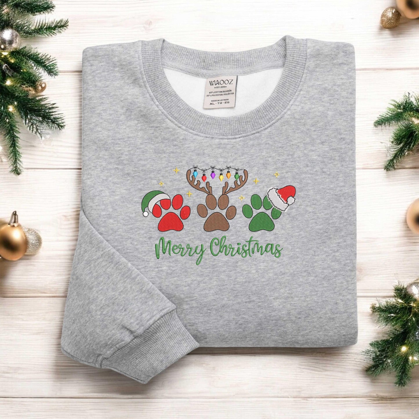 Christmas Embroidered Sweatshirt Christmas Dogs Sweatshirt Dog Mom Shirt Christmas Dogs Sweatshirt Dogs Paws Sweatshirt Christmas Gift