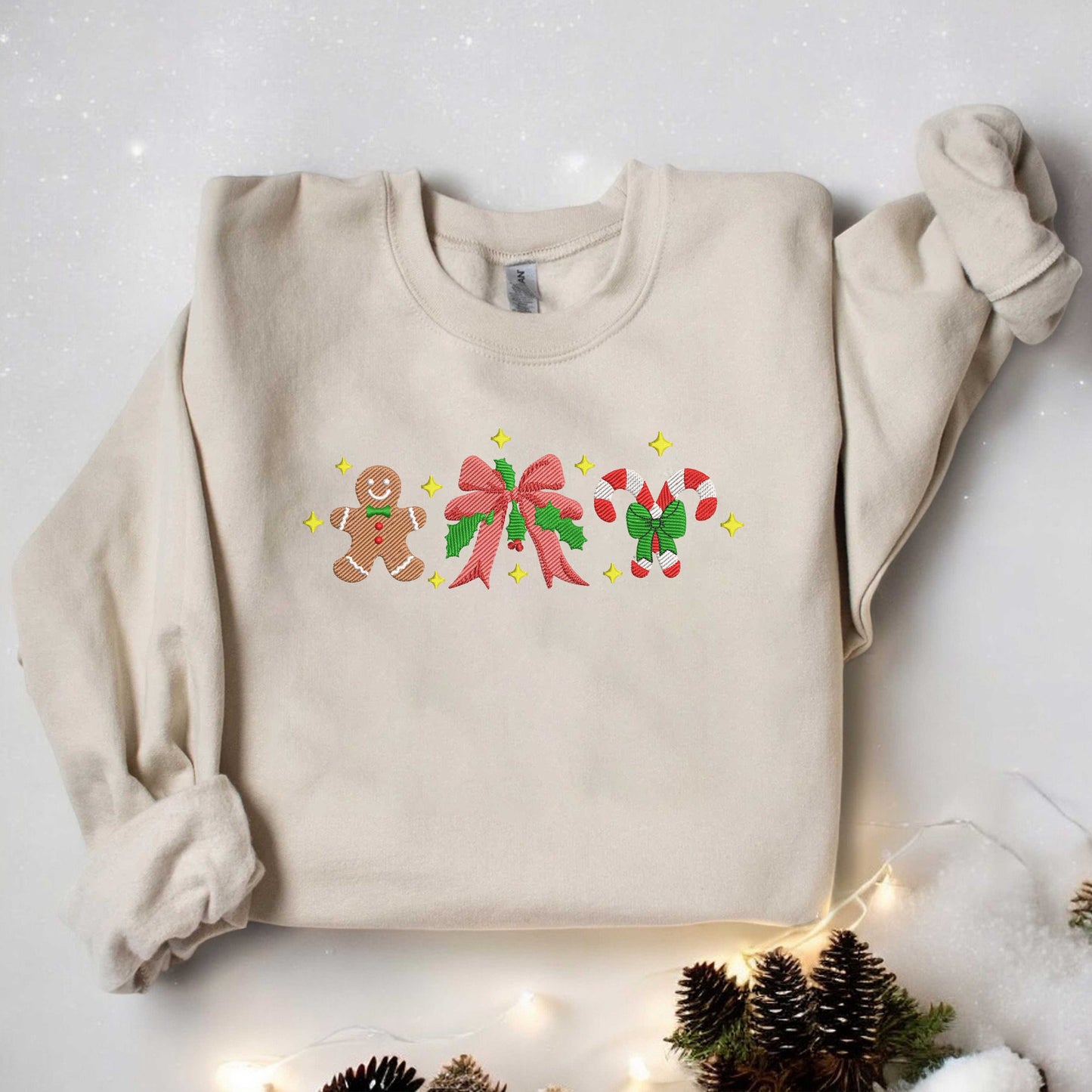 Cute Gingerbread Cookies Embroidered Sweatshirt Christmas Embroidered Sweatshirt Womens Christmas Sweatshirt Holiday Sweater Xmas Gift