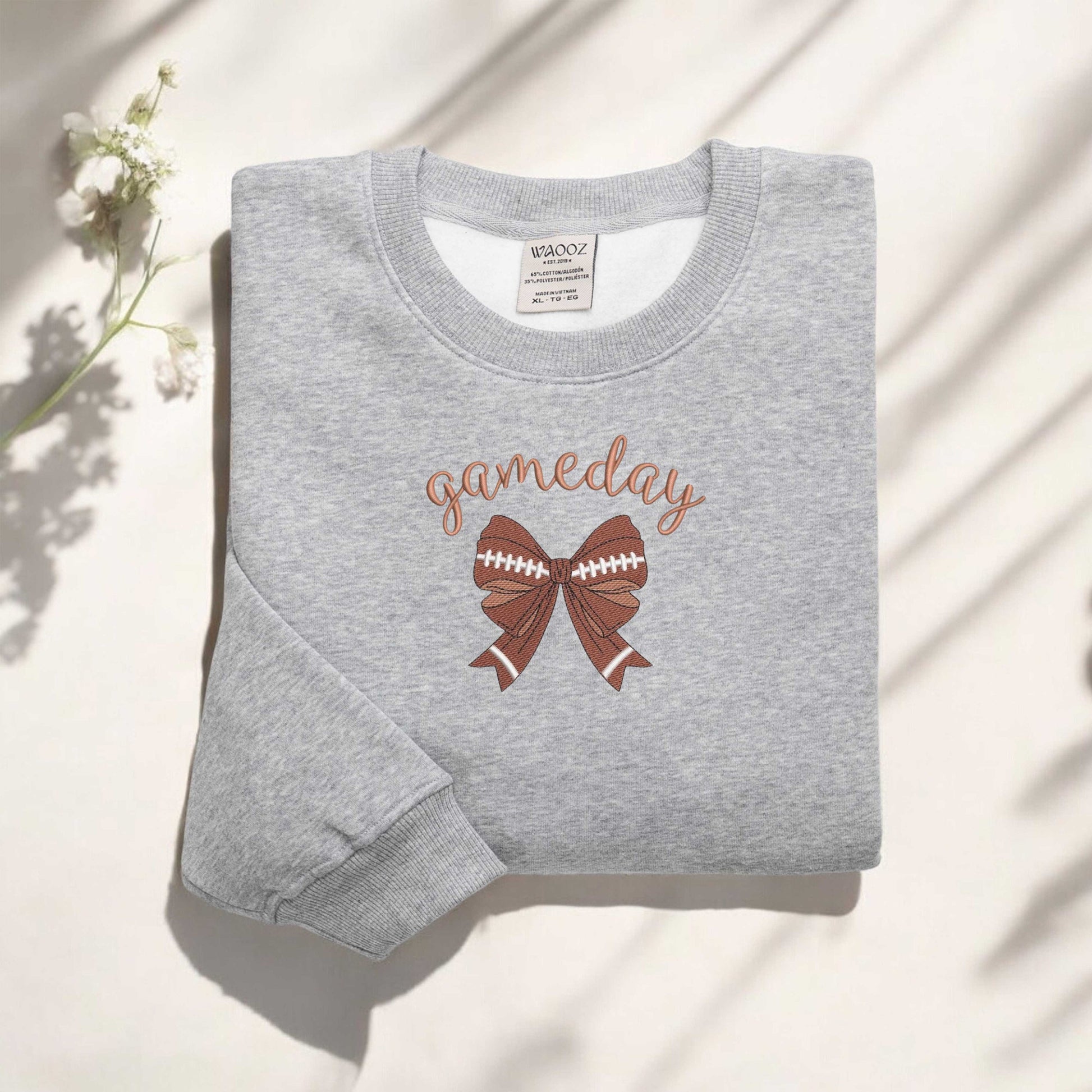 Embroidered Coquette Football Sweatshirt Football Sweatshirt Football Mom Shirt Game Day Sweatshirt Fall Football Season Sweatshirt