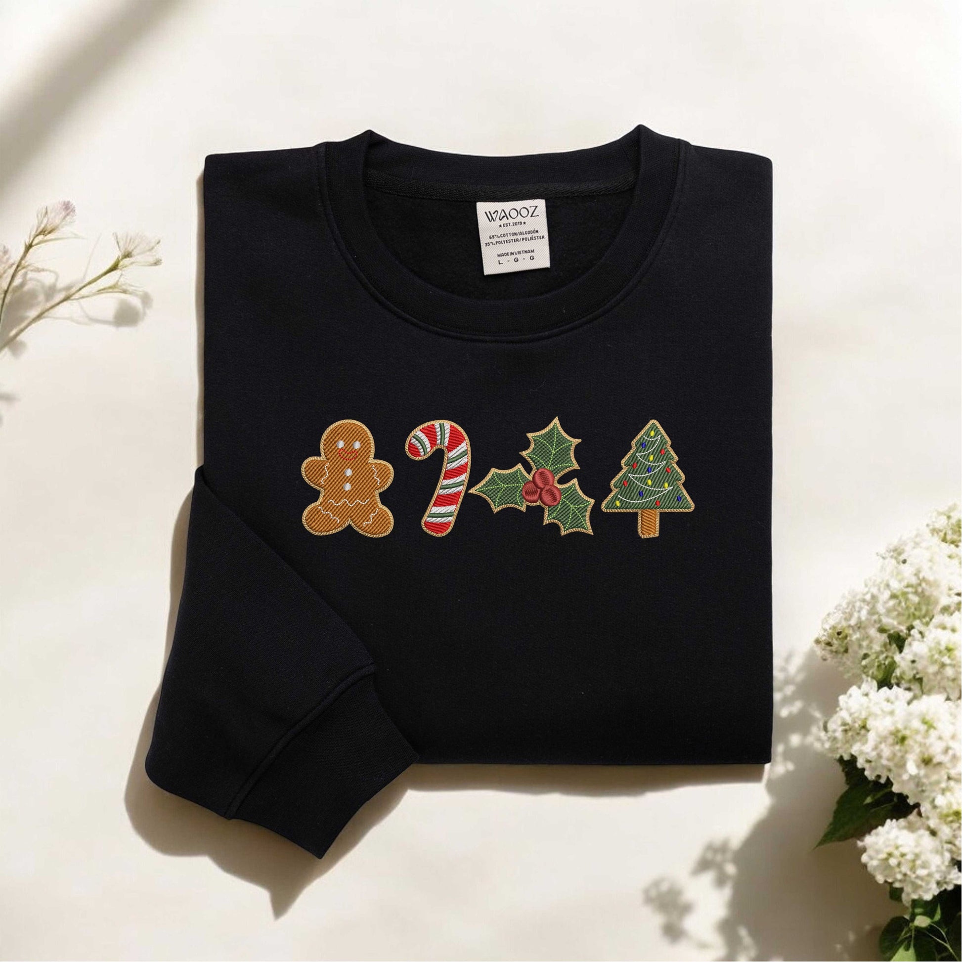 Embroidered Gingerbread Cookies Sweatshirt Womens Christmas Sweatshirt Merry Christmas, Cute Christmas Cookies Sweatshirt, Holiday Sweater