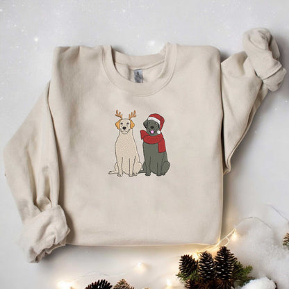 Christmas Dogs Sweatshirt Embroidered Christmas Labrador Retriever Sweatshirt Dog Mom Sweatshirt Labrador Mom Shirt Gift for Dog Lover