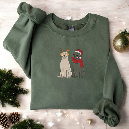 Christmas Dogs Sweatshirt Embroidered Christmas Labrador Retriever Sweatshirt Dog Mom Sweatshirt Labrador Mom Shirt Gift for Dog Lover