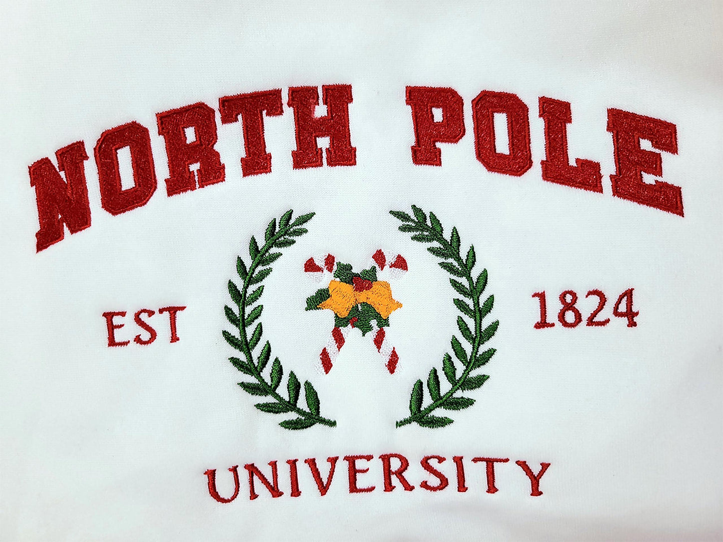 Embroidered Sweatshirt North Pole University, Christmas Embroidered Sweatshirt, Christmas Gift, Christmas Outfit, Embroidery Sweatshirt