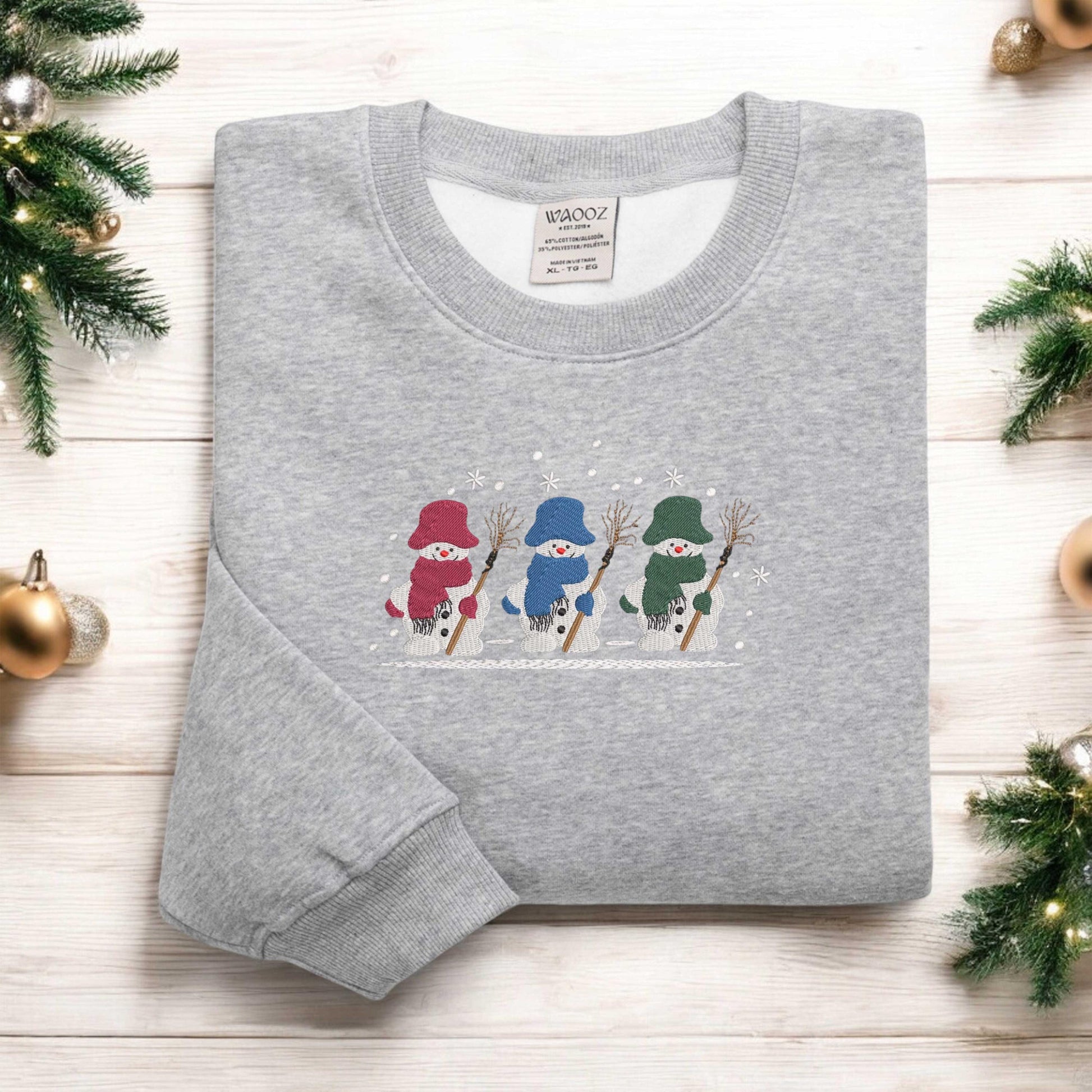 Snowman Sweatshirt Christmas Embroidered Sweatshirt Snowman Sweatshirt Christmas Crewneck Christmas Sweater Christmas Shirts for Women