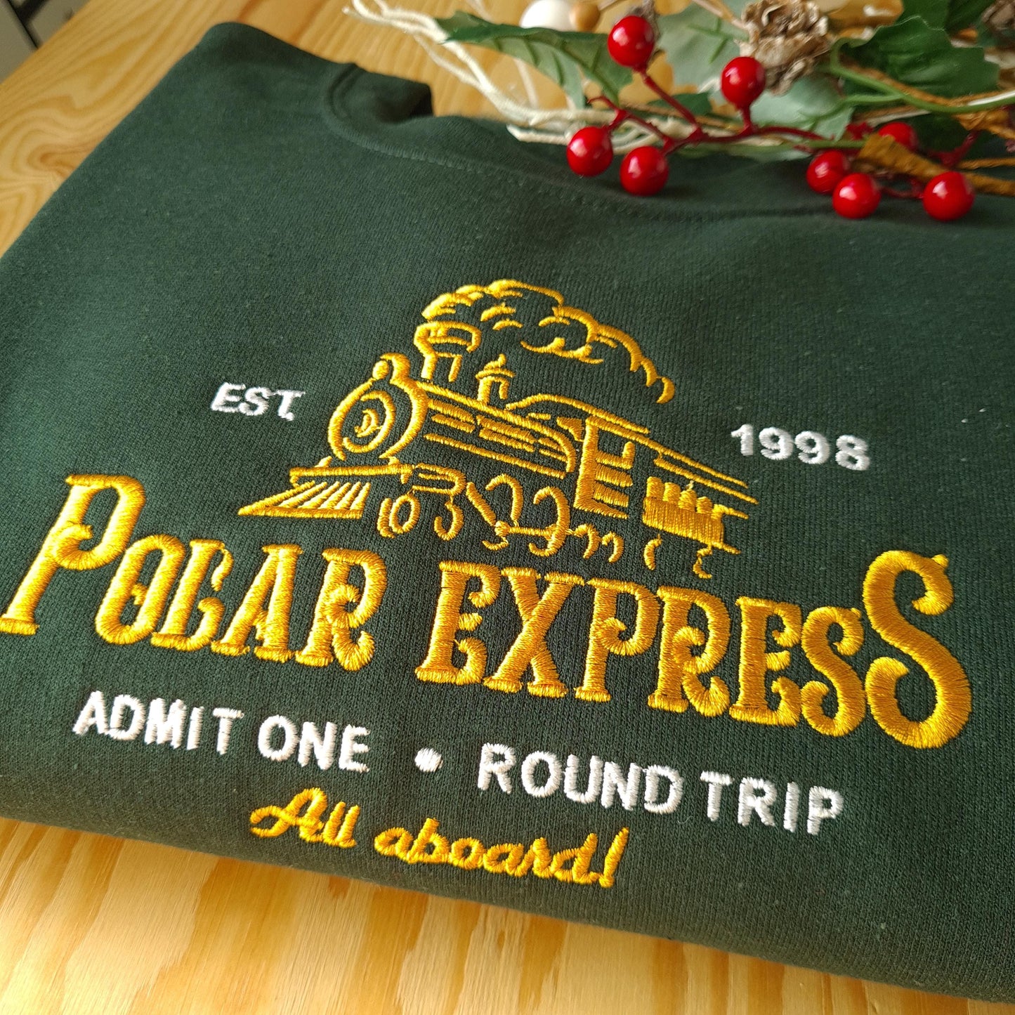 Polar Express Christmas Embroidered Sweatshirt, Christmas Sweatshirt, Polar Express Jumper, Vintage Crewneck, Gift for Christmas