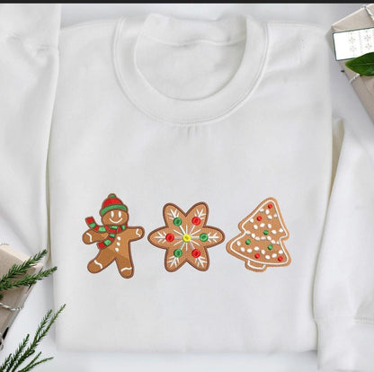 Christmas COOKIES crewneck sweatshirts, holiday sweater, christmas sweater, embroidered sweatshirt, gingerbread, Santa, gift