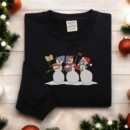 Embroidered Snowman Sweatshirt Snowman Reading Book Sweatshirt Christmas Sweatshirt Christmas Sweater Christmas Shirts for Women Xmas Gift