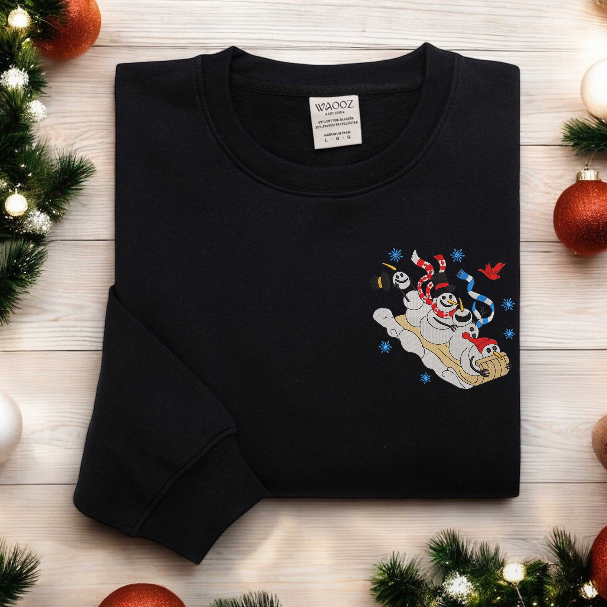 Christmas Snowman Embroidered Sweatshirt Christmas Sweatshirt Snowman Sweatshirt Christmas Crewneck Christmas Shirts for Women Xmas Gift