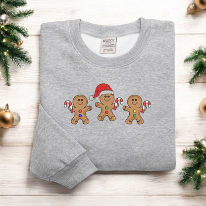 Gingerbread Men Embroidered Sweatshirt Embroidered Gingerbread Cookies Sweatshirt Gift for Baker Holiday Sweater Funny Christmas Xmas Gift