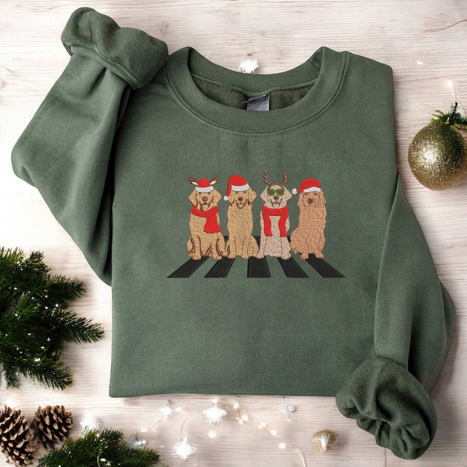 Embroidered Golden Retriever Christmas Sweatshirt Dog Christmas Sweatshirt Gift for Dog Lover Holiday Sweater, New Year Shirt, Xmas Gift