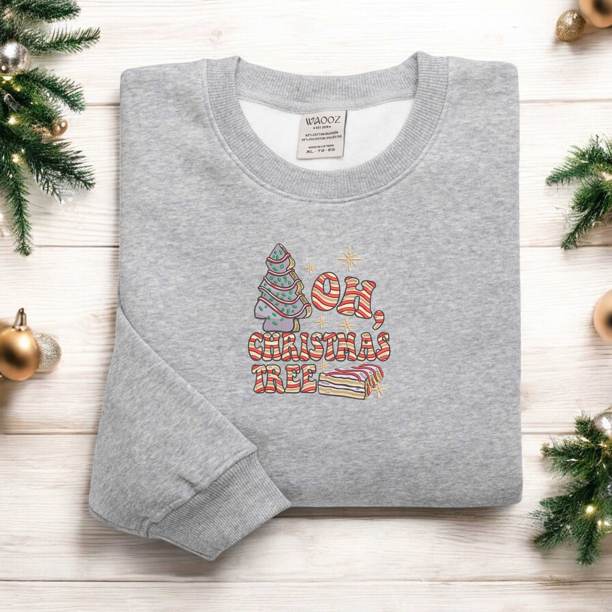 Christmas Tree Cake Sweatshirt Embroidered Christmas Cake Sweatshirt Christmas Crewneck Christmas Shirt For Women Xmas Gift Christmas Gift