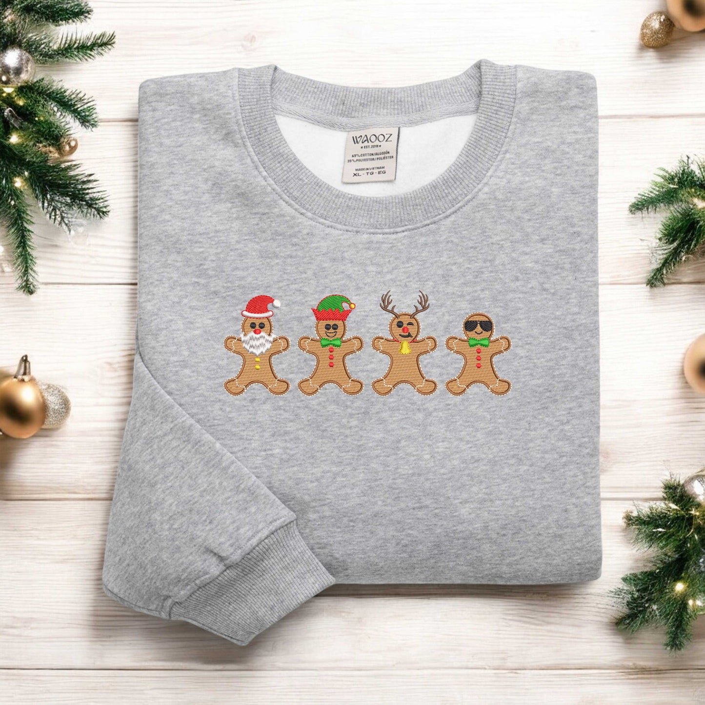 Embroidered Gingerbread Cookies Sweatshirt, Gingerbread Christmas Embroidered Sweatshirt, Christmas Sweatshirt, Holiday Sweater, Xmas Gift