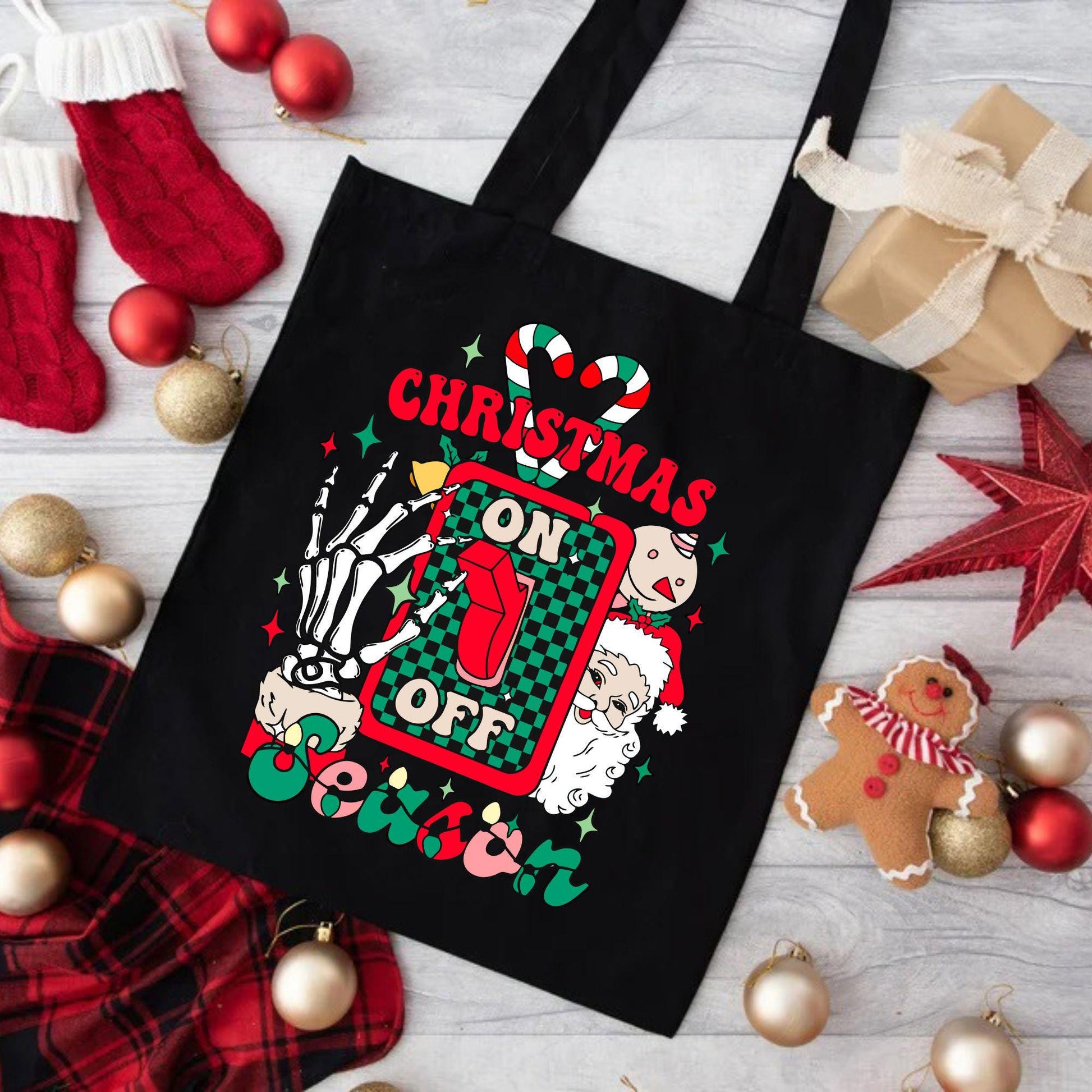 Christmas On/Off Season Tote Bag, Christmas Cute Tote Bag, Holiday Bag, Christmas Gift Bag, Vacation Tote Bag, Christmas Gift Tote Bag