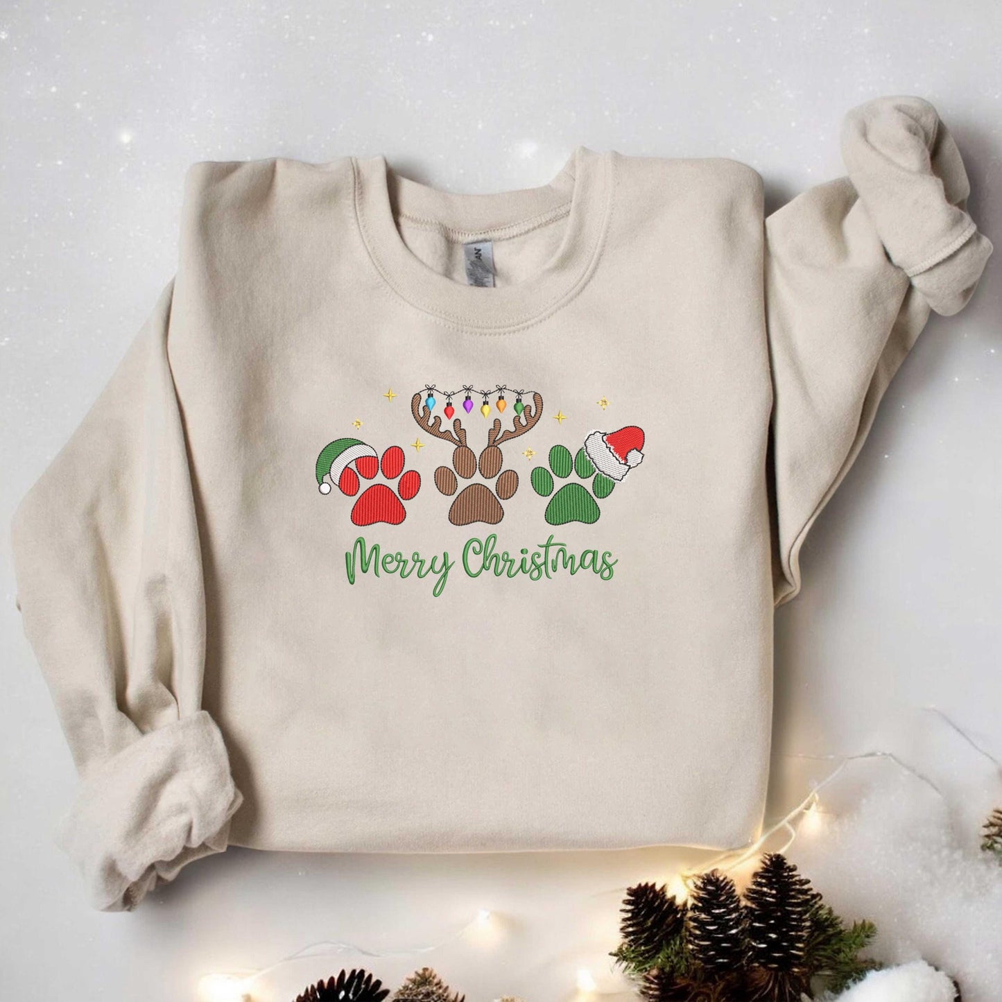 Christmas Embroidered Sweatshirt Christmas Dogs Sweatshirt Dog Mom Shirt Christmas Dogs Sweatshirt Dogs Paws Sweatshirt Christmas Gift