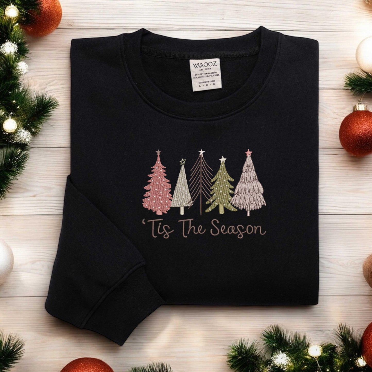 Tis The Season Sweatshirt Christmas Tree Embroidered Sweatshirt Merry Christmas Sweatshirt Christmas Sweatshirt Cute Winter Sweater