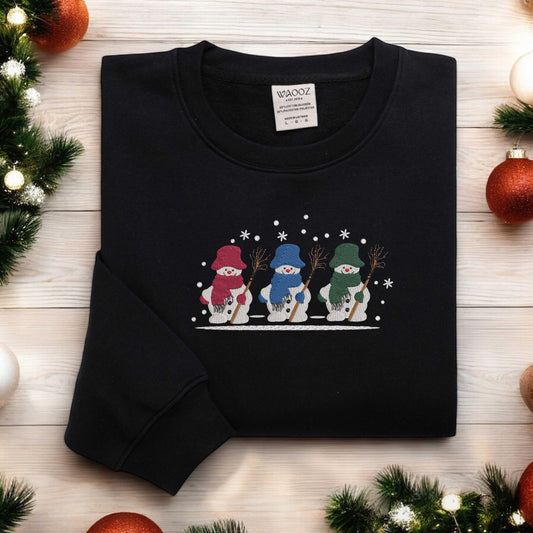 Snowman Sweatshirt Christmas Embroidered Sweatshirt Snowman Sweatshirt Christmas Crewneck Christmas Sweater Christmas Shirts for Women