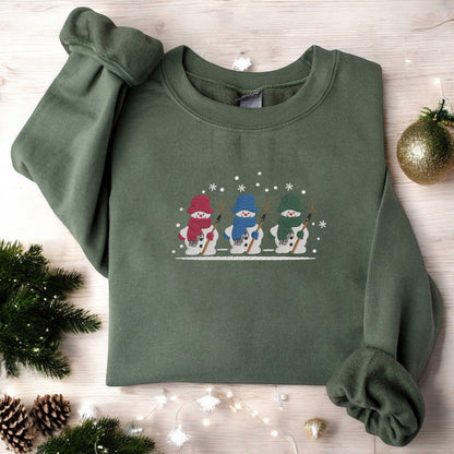 Snowman Sweatshirt Christmas Embroidered Sweatshirt Snowman Sweatshirt Christmas Crewneck Christmas Sweater Christmas Shirts for Women