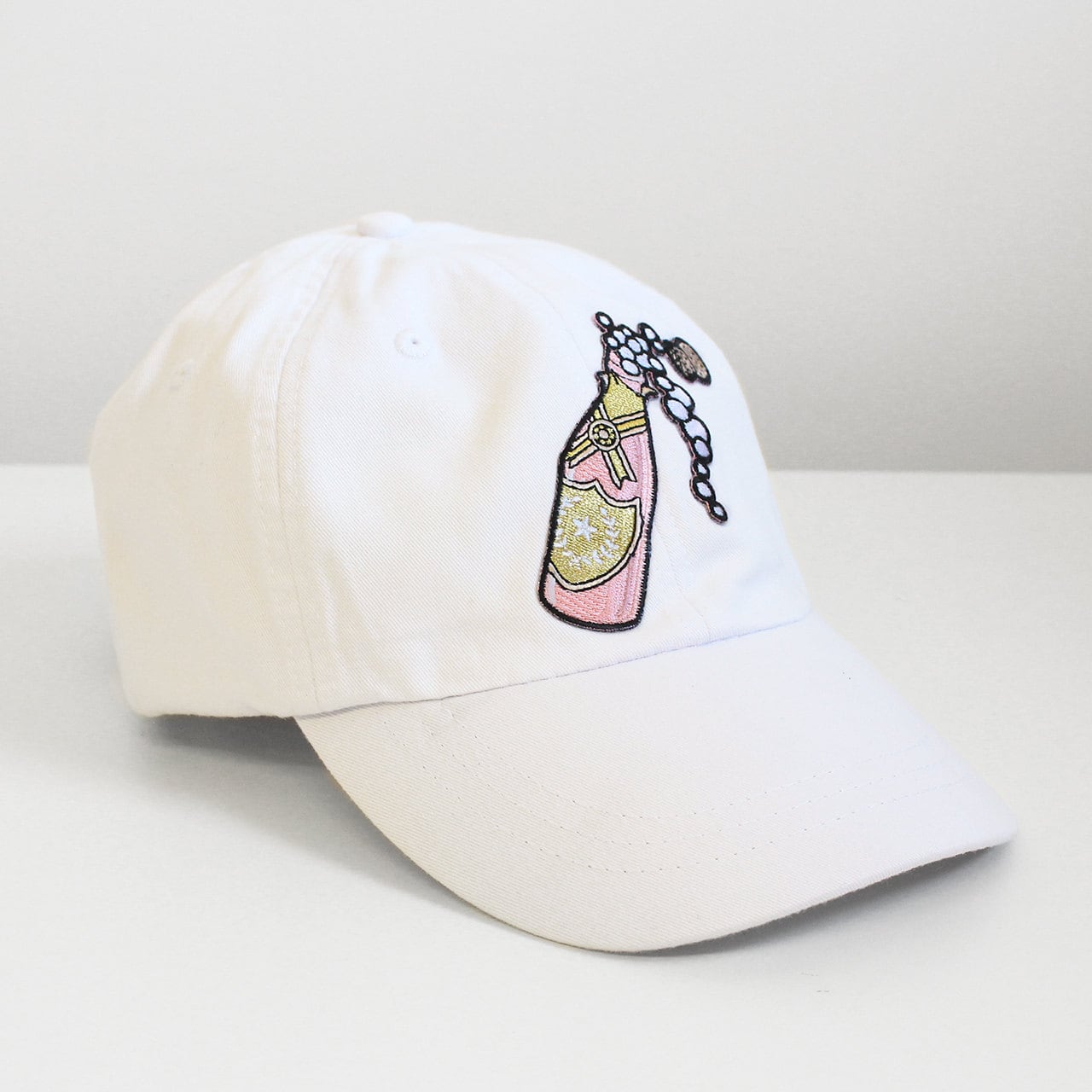 Rose Champagne Embroidered Baseball Hat - Your Choice of Cap Color with Patch - White Pastel Pink Charcoal Cactus - Valentines Day Gift